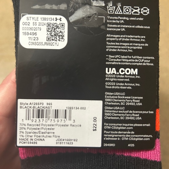 UNDER ARMOUR UA Cushioned Crew Socks 2  3-Packs W L 10-14 Black Activewear NEW - Picture 9 of 9